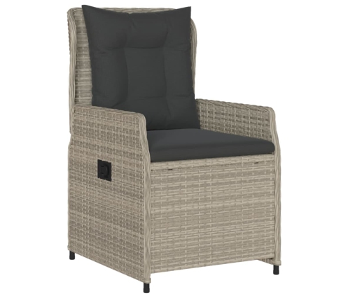 Set comedor de jardín 3 pzas cojines ratán sintético gris claro