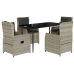 Set comedor de jardín 5 pzas cojines ratán sintético gris claro