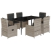 Set comedor jardín 7 pzas y cojines ratán sintético gris claro