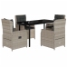 Set comedor de jardín 5 pzas cojines ratán sintético gris claro