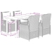 Set comedor de jardín 5 pzas cojines ratán sintético gris claro