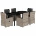 Set comedor jardín 7 pzas y cojines ratán sintético gris claro