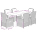 Set comedor jardín 7 pzas y cojines ratán sintético gris claro