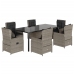 Set comedor jardín 7 pzas y cojines ratán sintético gris claro