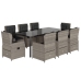 Set comedor de jardín 9 pzas cojines ratán sintético gris claro