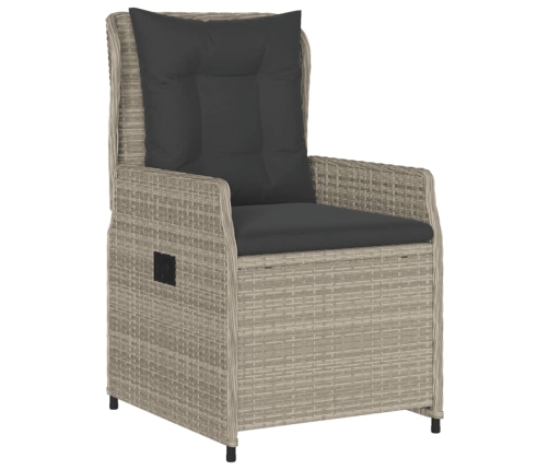 Set comedor de jardín 9 pzas cojines ratán sintético gris claro