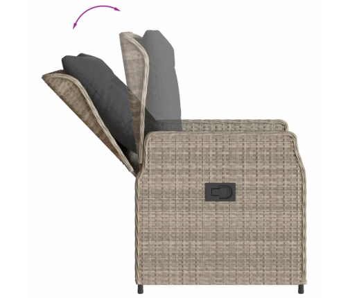 Set comedor de jardín 9 pzas cojines ratán sintético gris claro