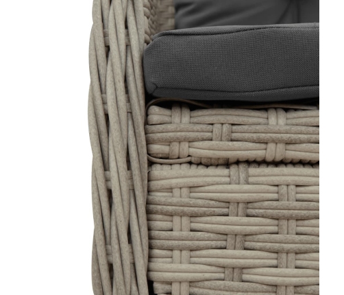 Set comedor de jardín 9 pzas cojines ratán sintético gris claro