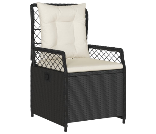 Set comedor de jardín 3 pzas con cojines ratán sintético negro