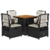 Set de muebles jardín 5 pzas con cojines ratán sintético negro