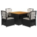 Set de muebles jardín 5 pzas con cojines ratán sintético negro