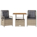Set comedor de jardín 3 pzas con cojines ratán sintético beige