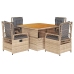 Set comedor de jardín 5 pzas con cojines ratán sintético beige