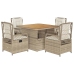 Set comedor de jardín 5 pzas con cojines ratán sintético beige