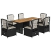 Set de comedor de jardín 7 pzas y cojines ratán sintético negro