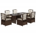 Set comedor de jardín 7 pzas con cojines ratán sintético marrón