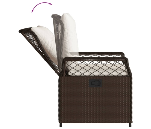 Set comedor de jardín 7 pzas con cojines ratán sintético marrón