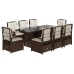 Set comedor para jardín 9 pzas y cojines ratán sintético marrón