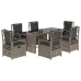 Set comedor jardín 7 pzas y cojines ratán sintético gris