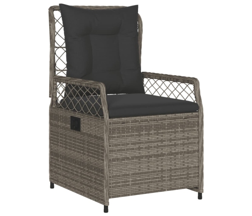Set comedor jardín 7 pzas y cojines ratán sintético gris