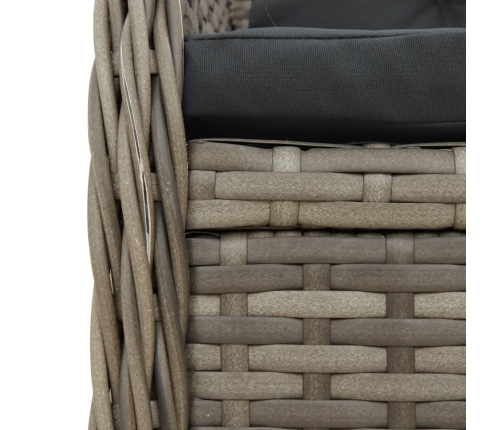 Set comedor jardín 9 pzas y cojines ratán sintético gris