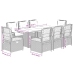 Set comedor jardín 9 pzas y cojines ratán sintético gris