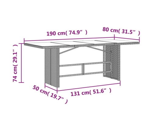 Set comedor jardín 9 pzas y cojines ratán sintético gris