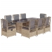 Set comedor de jardín 9 pzas con cojines ratán sintético beige