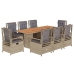 Set comedor de jardín 9 pzas con cojines ratán sintético beige