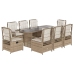 Set comedor de jardín 9 pzas con cojines ratán sintético beige