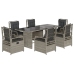 Set comedor jardín 7 pzas y cojines ratán sintético gris claro