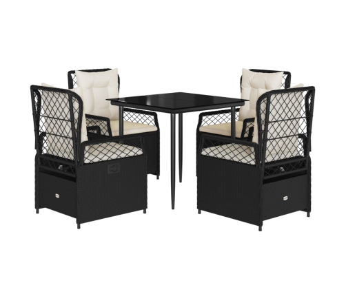 Set de muebles jardín 5 pzas con cojines ratán sintético negro