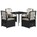 Set de muebles jardín 5 pzas con cojines ratán sintético negro