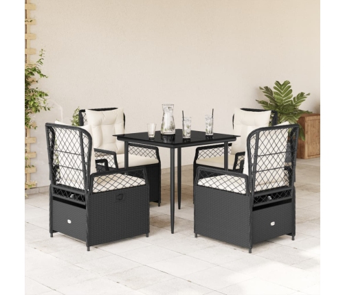 Set de muebles jardín 5 pzas con cojines ratán sintético negro