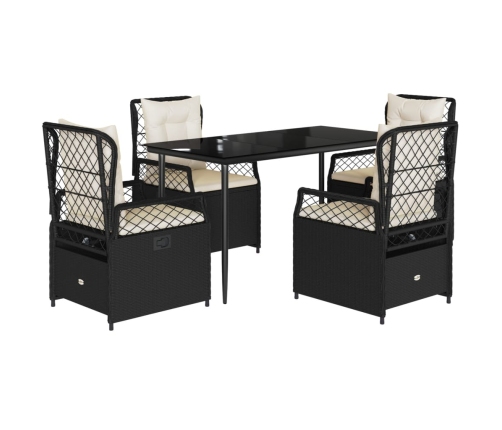 Set de muebles jardín 5 pzas con cojines ratán sintético negro