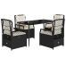 Set de muebles jardín 5 pzas con cojines ratán sintético negro