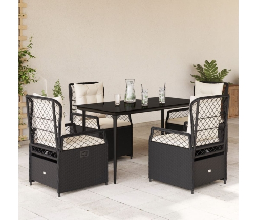 Set de muebles jardín 5 pzas con cojines ratán sintético negro