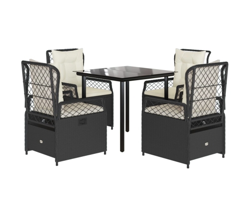 Set de muebles jardín 5 pzas con cojines ratán sintético negro