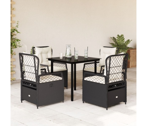Set de muebles jardín 5 pzas con cojines ratán sintético negro