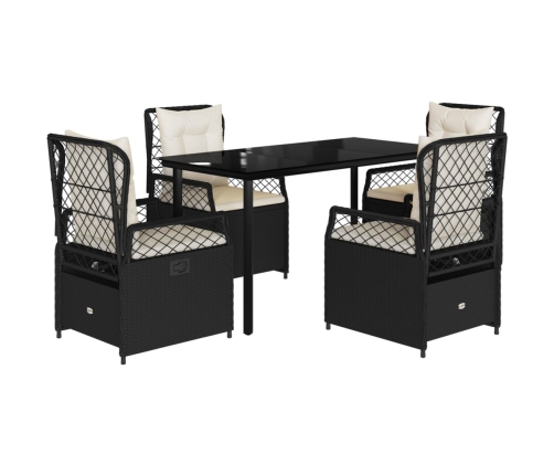 Set de muebles jardín 5 pzas con cojines ratán sintético negro