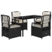 Set de muebles jardín 5 pzas con cojines ratán sintético negro