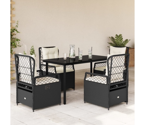 Set de muebles jardín 5 pzas con cojines ratán sintético negro