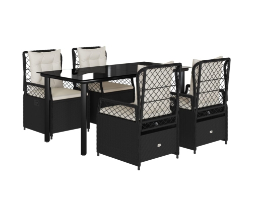 Set de muebles jardín 5 pzas con cojines ratán sintético negro
