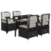 Set de muebles jardín 5 pzas con cojines ratán sintético negro