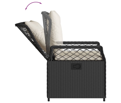 Set de muebles jardín 5 pzas con cojines ratán sintético negro