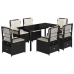 Set de comedor de jardín 7 pzas y cojines ratán sintético negro