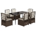 Set comedor de jardín 7 pzas con cojines ratán sintético marrón