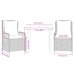 Set comedor de jardín 3 piezas y cojines ratán sintético marrón