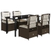Set comedor de jardín 5 piezas y cojines ratán sintético marrón