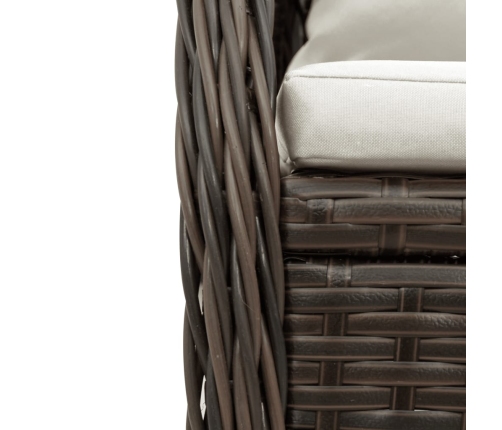 Set comedor de jardín 5 piezas y cojines ratán sintético marrón